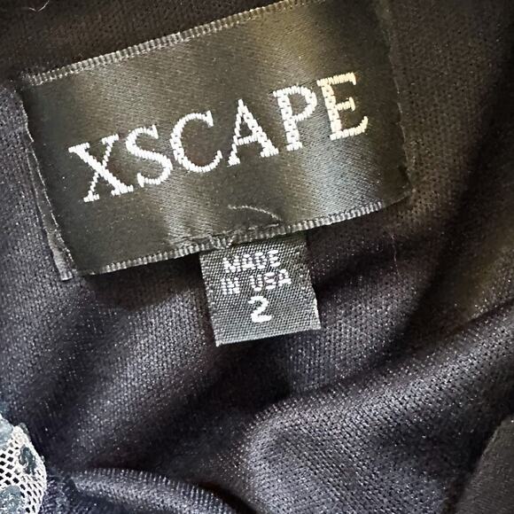 Xscape Black Gold Crystal Embellished Fit and Flare Evening Gown EUC, Size 2 - Picture 12 of 12